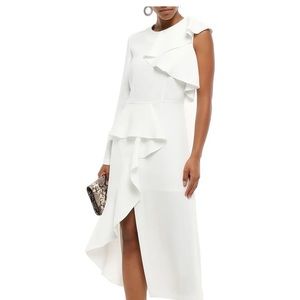 Goen J. Asymmetrical crepe ruffle midi dress